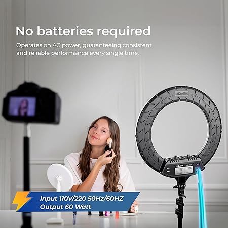 DIGITEK® (DRL-18RT C 6) 18 Inch LED Ring Light with Remote Control & Stand 158cm - Bi Color, Color Temperature Control, Lighting Control, AC Powered - Photo. Video Shoots - USB Powered